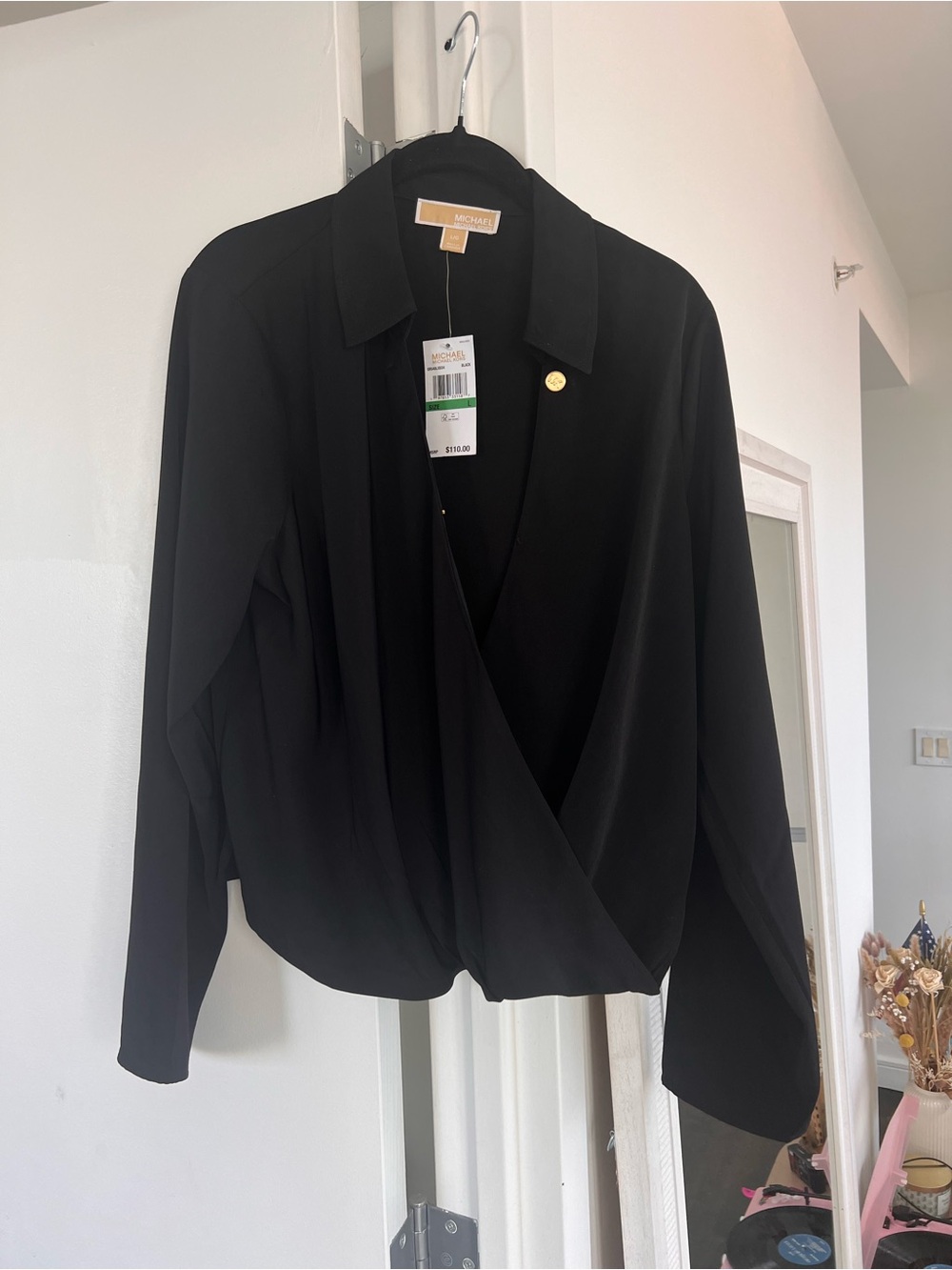 Michael Kors Black Draped Wrap Blazer